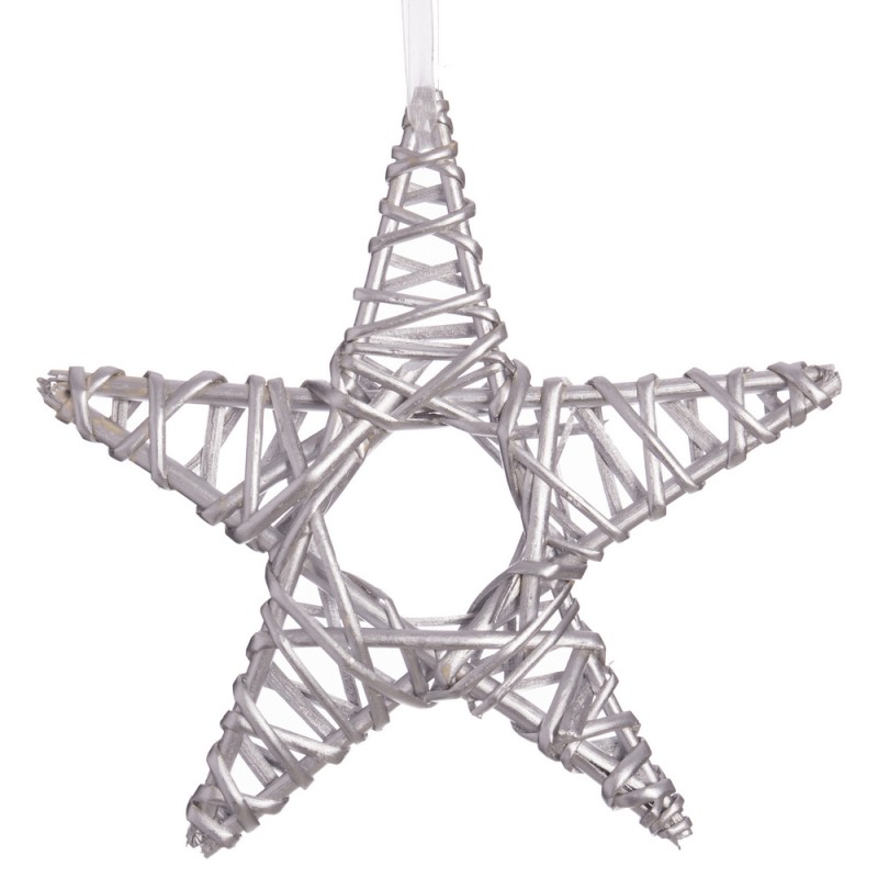Étoile en osier argent 25 x 25 cm