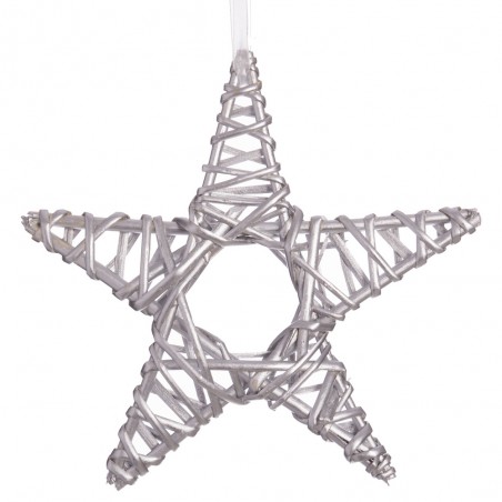 Étoile en osier argent 25 x 25 cm