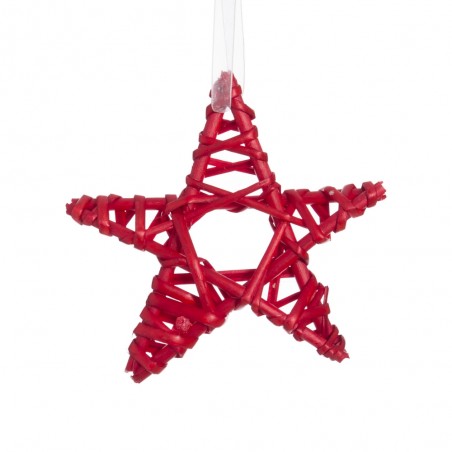 Étoile en osier rouge 15 x 15 cm