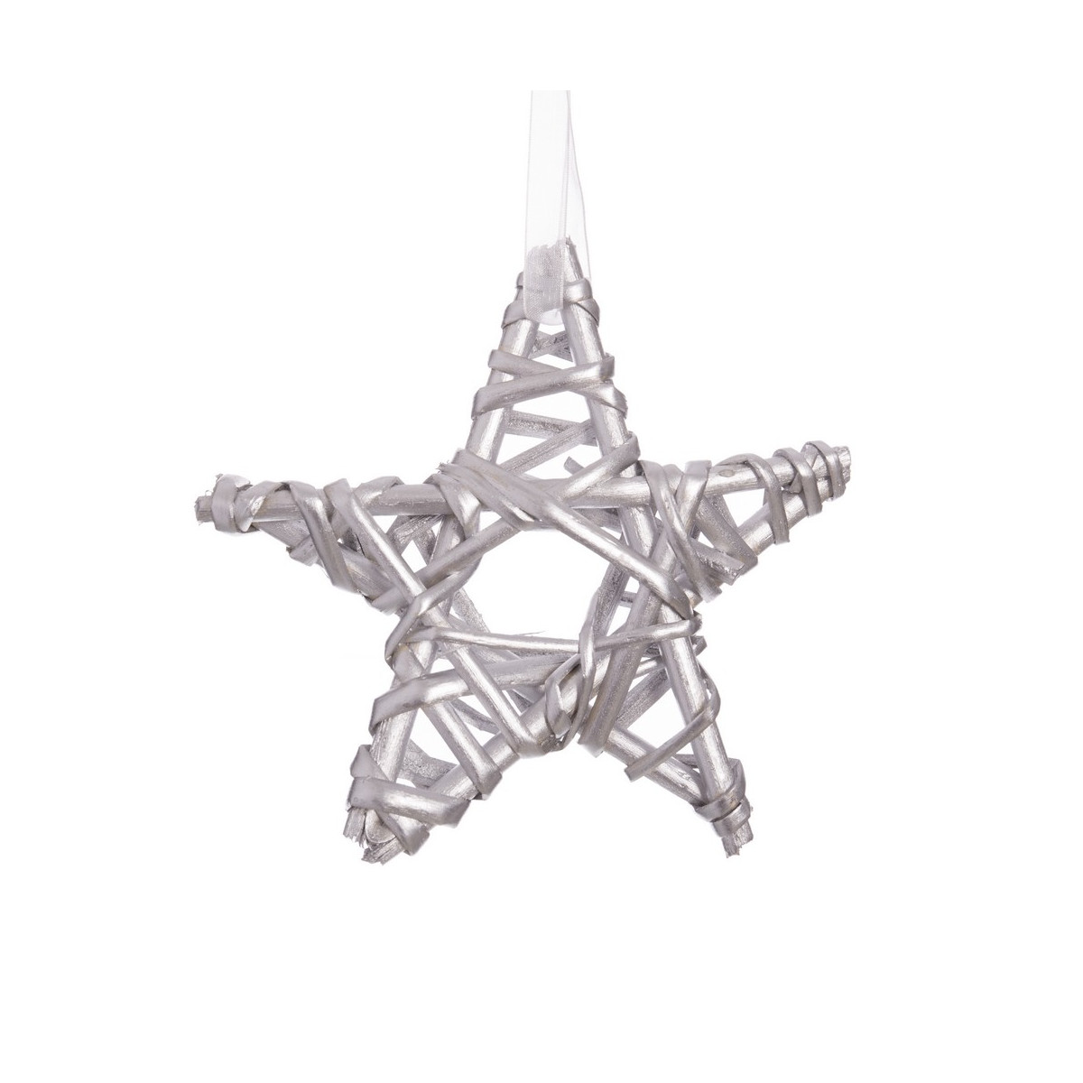 Étoile en osier argent 15 x 15 cm