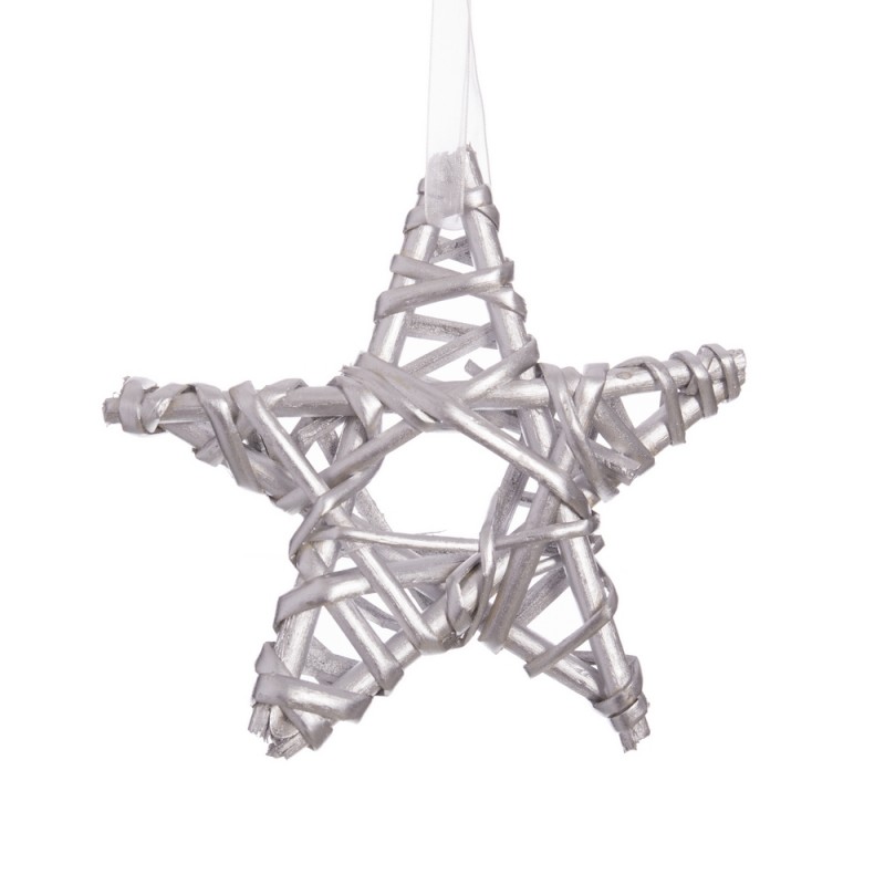 Étoile en osier argent 15 x 15 cm