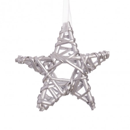 Étoile en osier argent 15 x 15 cm
