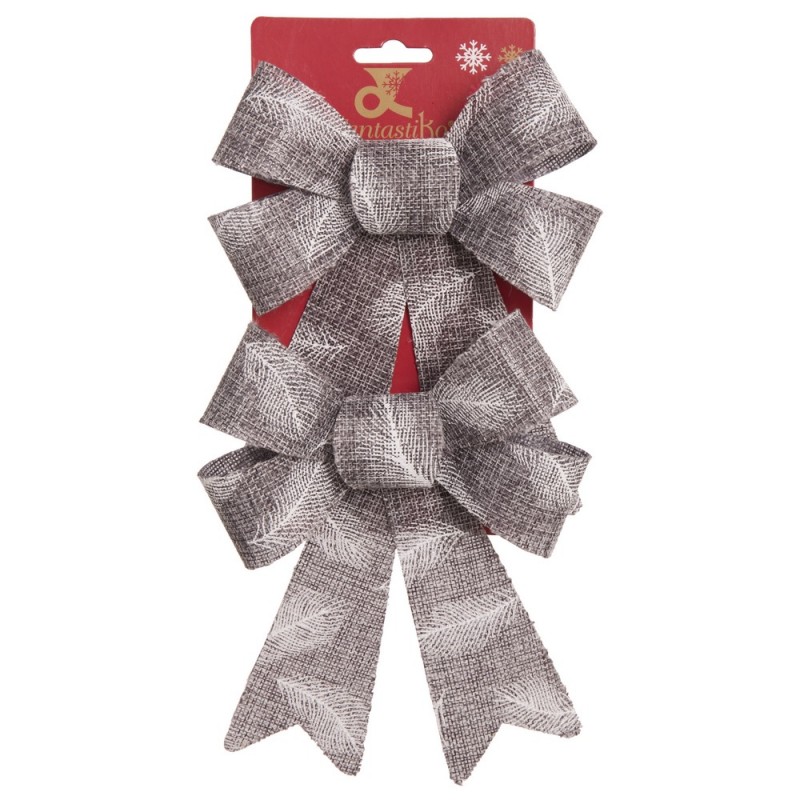 S 2 noeud feuilles de jute gris 14 x 20 cm