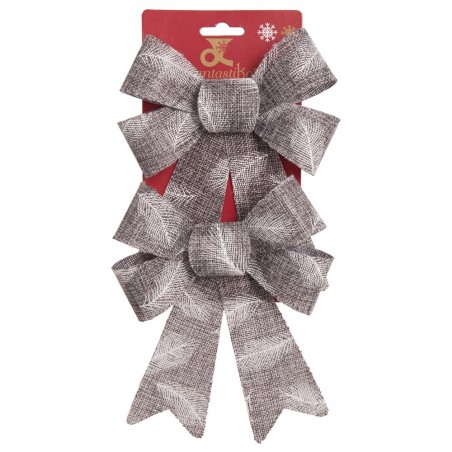 S 2 noeud feuilles de jute gris 14 x 20 cm