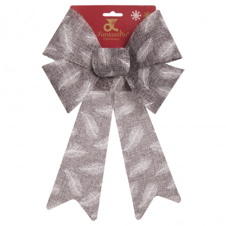 Ruban feuilles jute gris 22 x 37 cm