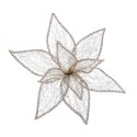 Poinsettia avec clip en organza doré 25 cm
