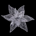 Poinsettia avec clip en organza argent 30 cm