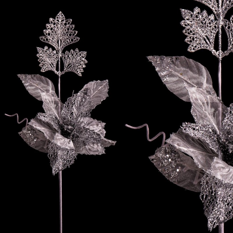 Bouquet de poinsettias tissés en argent