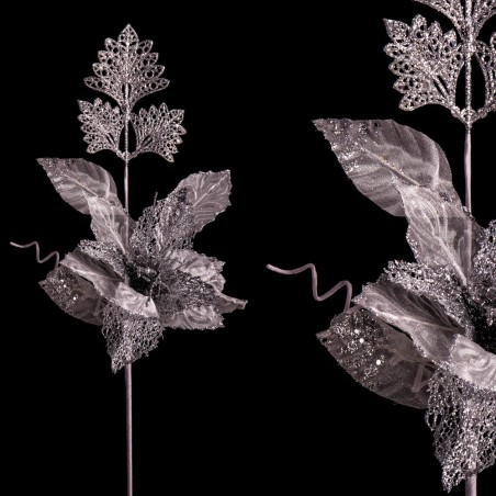 Bouquet de poinsettias tissés en argent