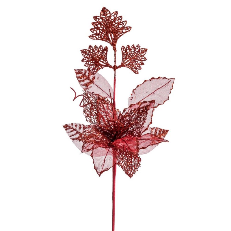 Bouquet poinsettia tissu rouge