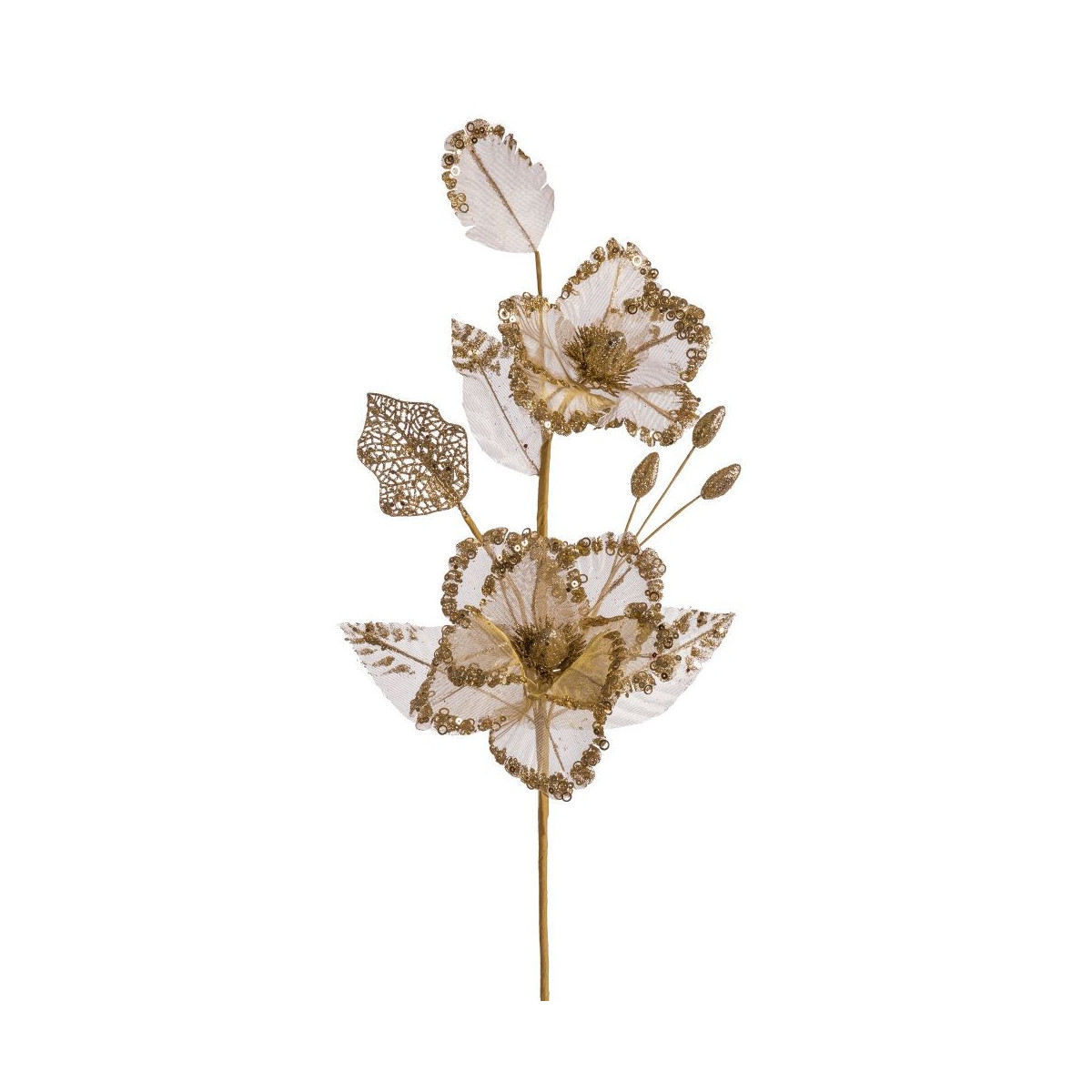 Branche 2 poinsettia tissu or