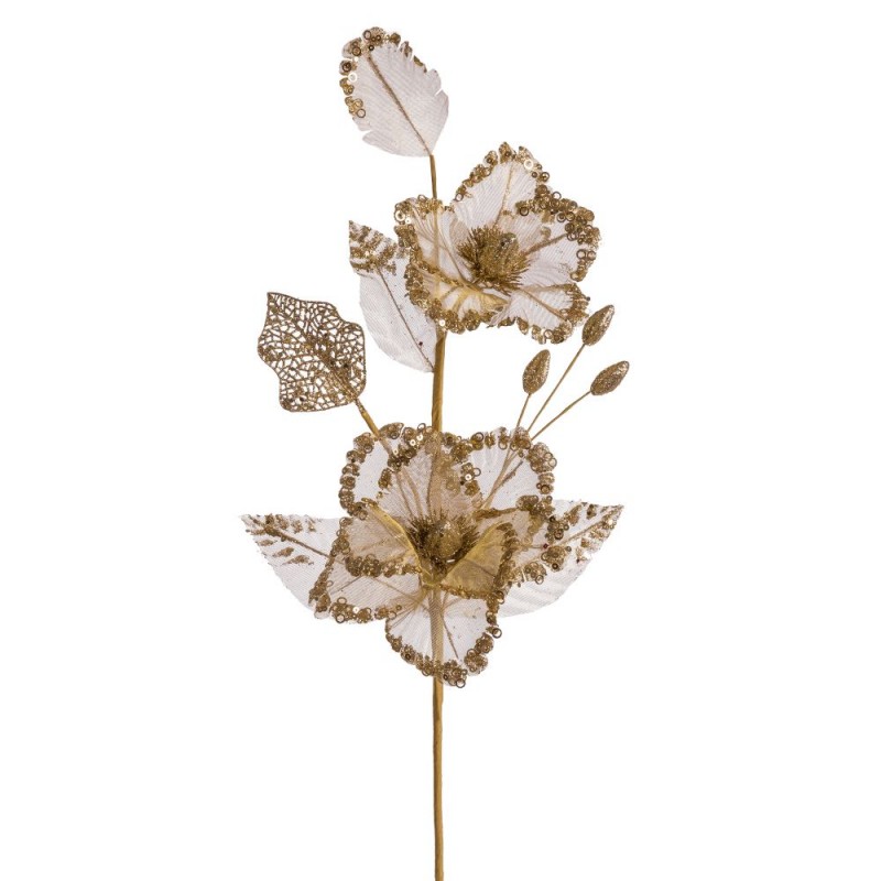 Branche 2 poinsettia tissu or
