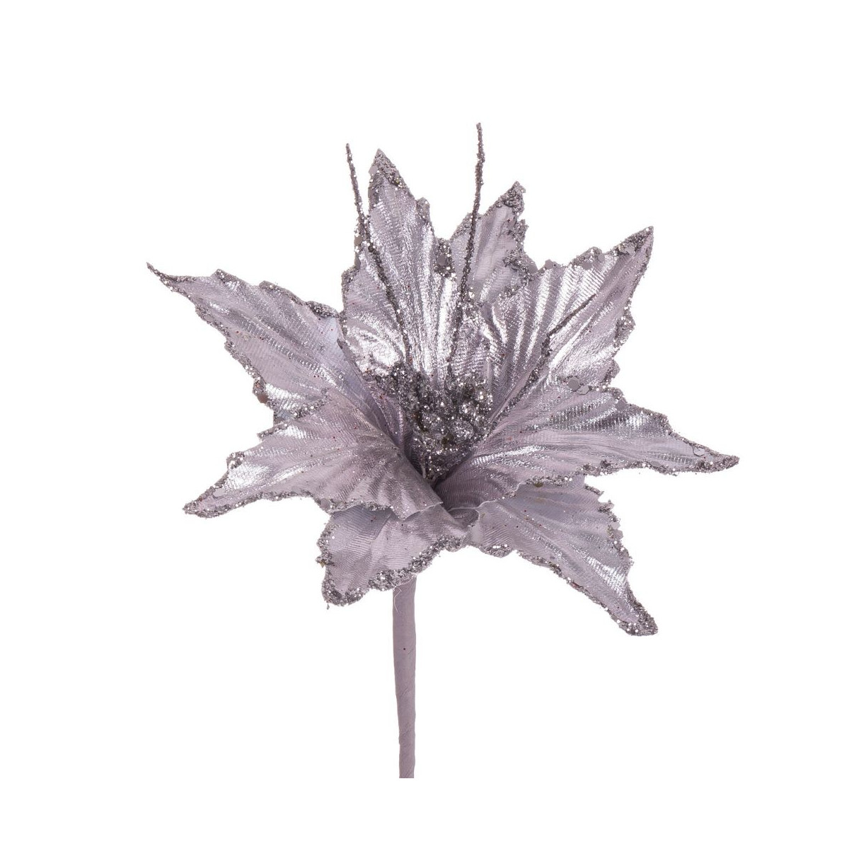 Poinsettia tissu argent