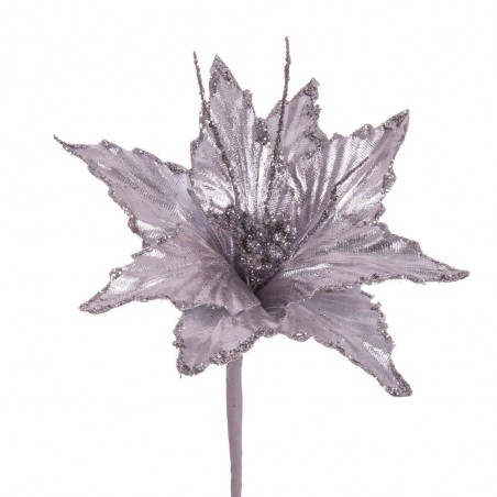 Poinsettia tissu argent