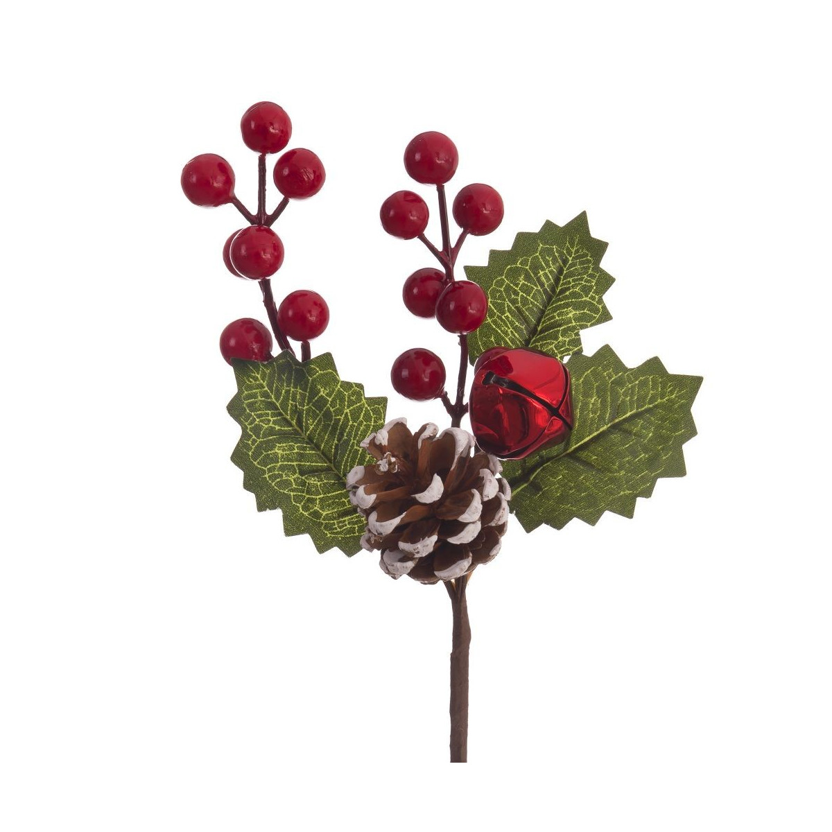 Cueillette de houx avec pomme de pin rouge 22 cm