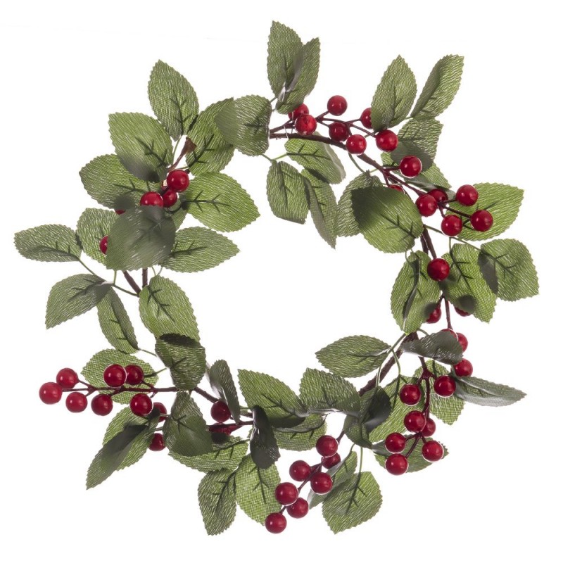 Couronne de houx avec feuilles 30 cm