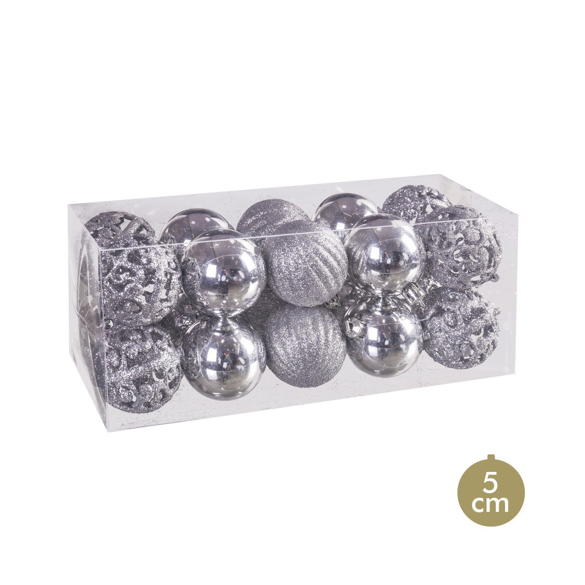 20 boules formes argent 5 x 5 x 5 cm