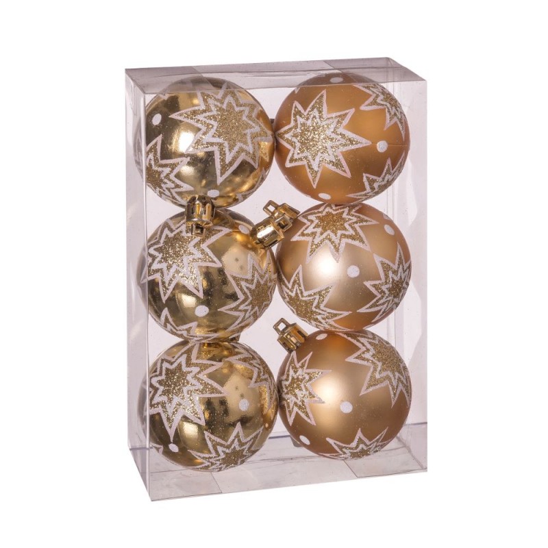S 6 boules étoiles dorées 11 50 x 6 x 18 cm