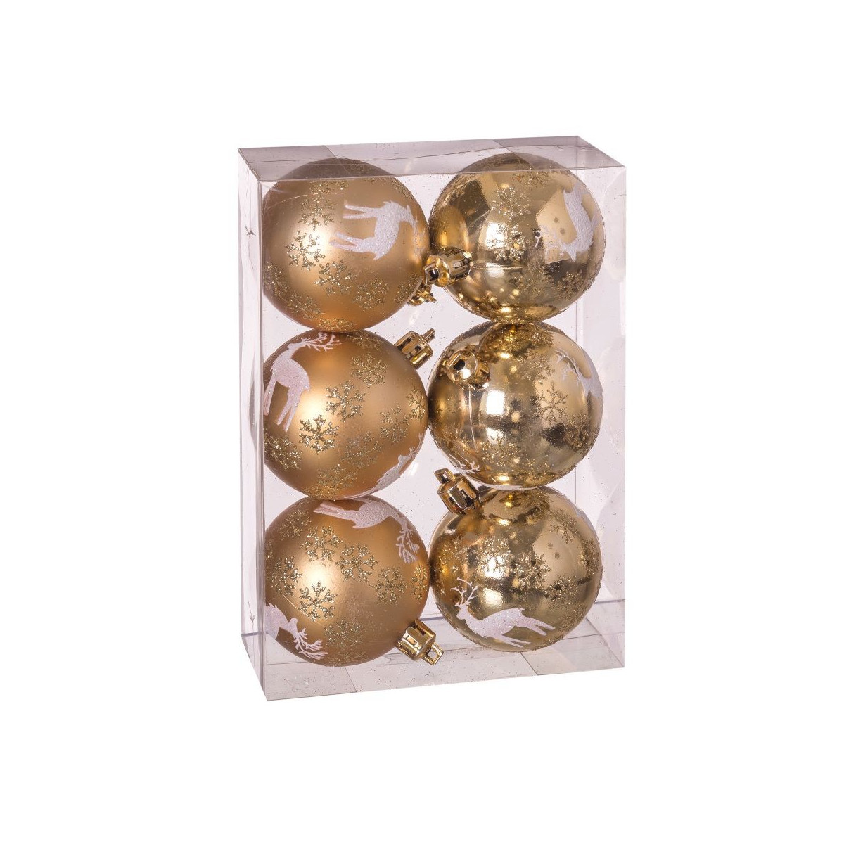 S 6 boules de cerf dorées 6 x 6 x 6 cm