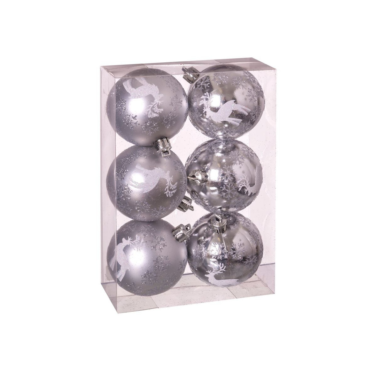 S 6 boules cerfs argent 6 x 6 x 6 cm