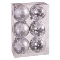 S 6 boules étoiles argentées 8 x 8 x 8 cm