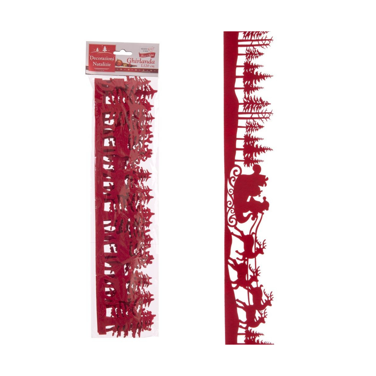 Guirlande feutre rouge 2 m 120 x 0 30 cm