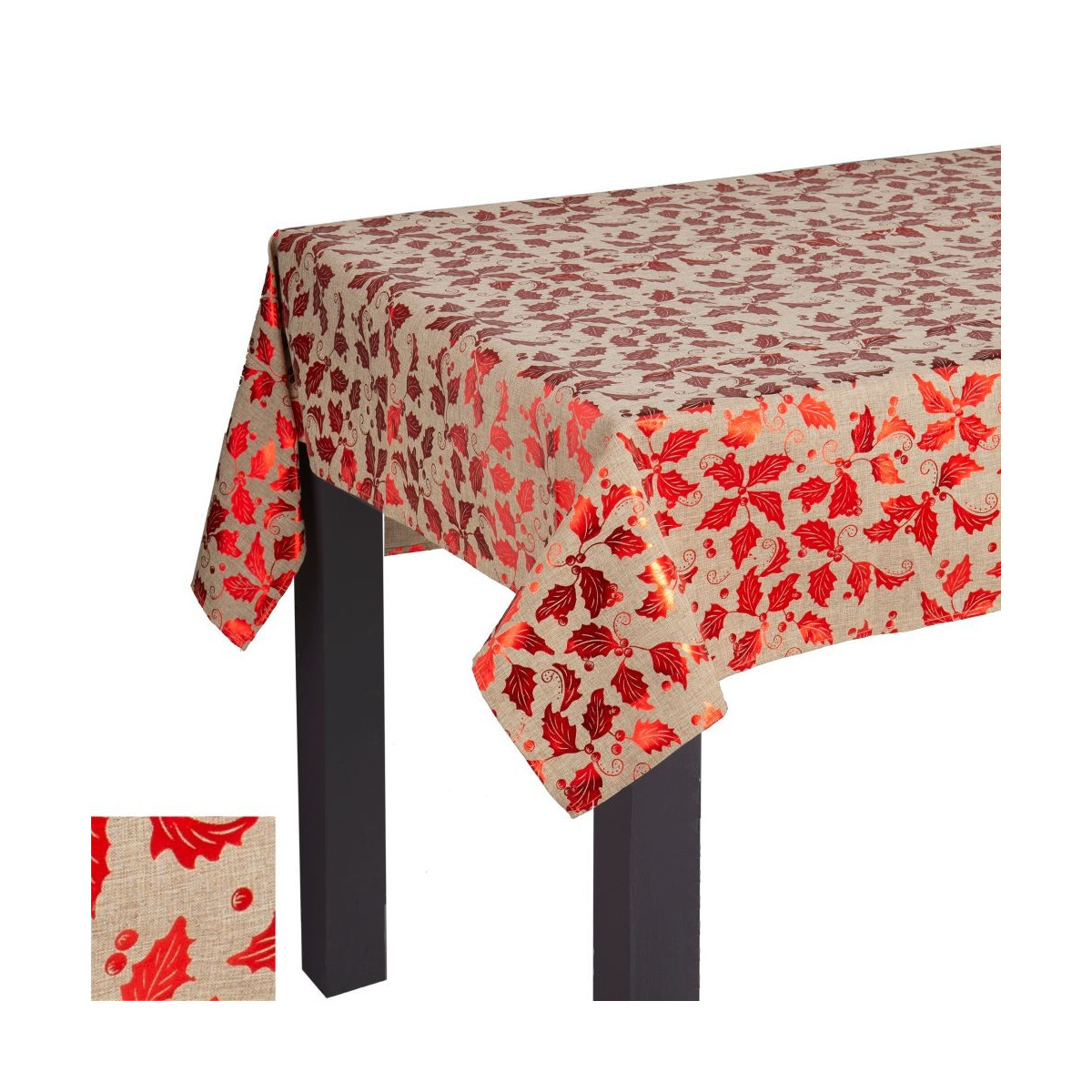 Nappe imprimée en polyester rouge 140 x 180 cm