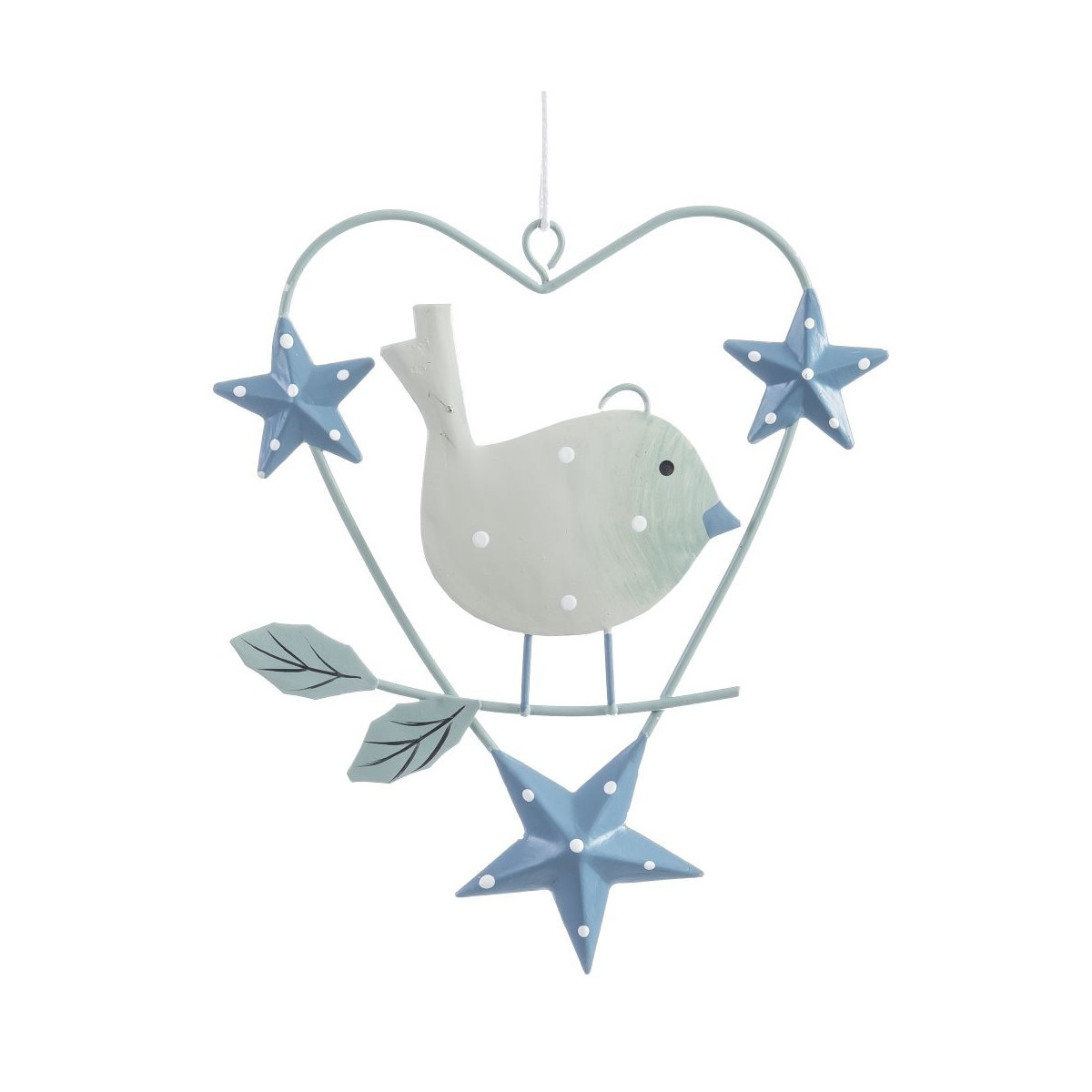 Pendentif oiseau bleu 12,50 x 10 cm