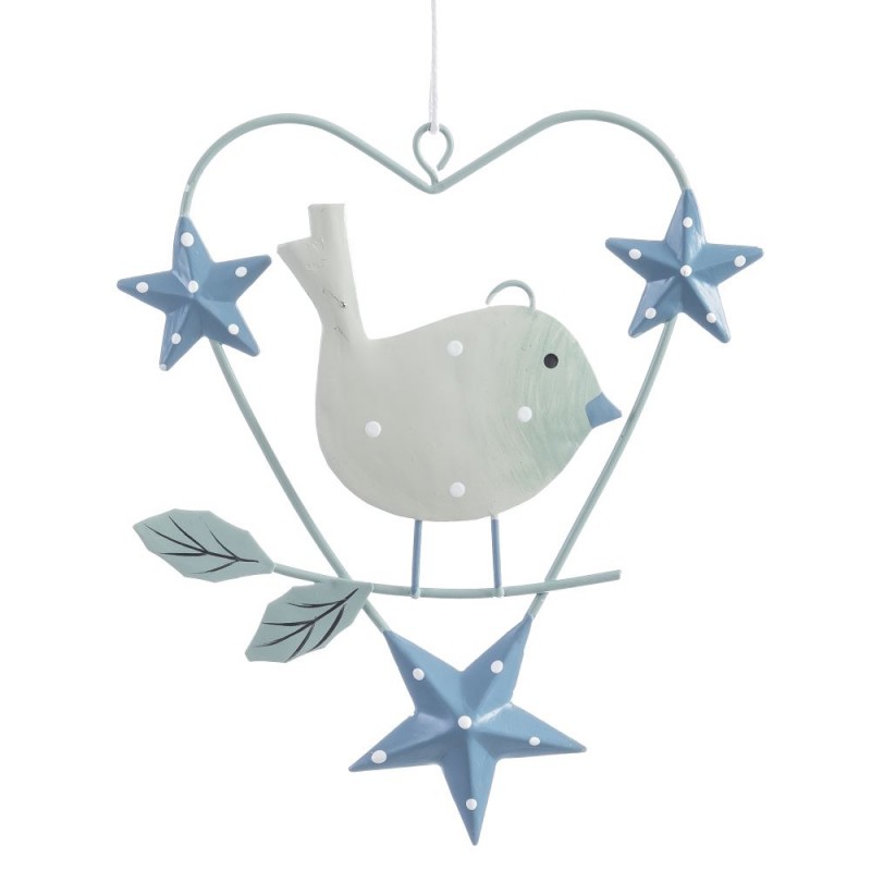 Pendentif oiseau bleu 12,50 x 10 cm