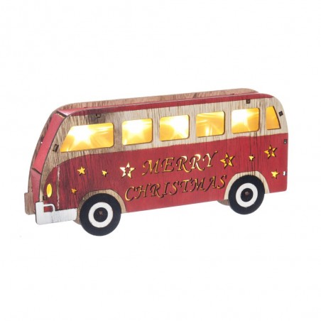 Bus avec éclairage led en bois 20 x 3 x 10 cm