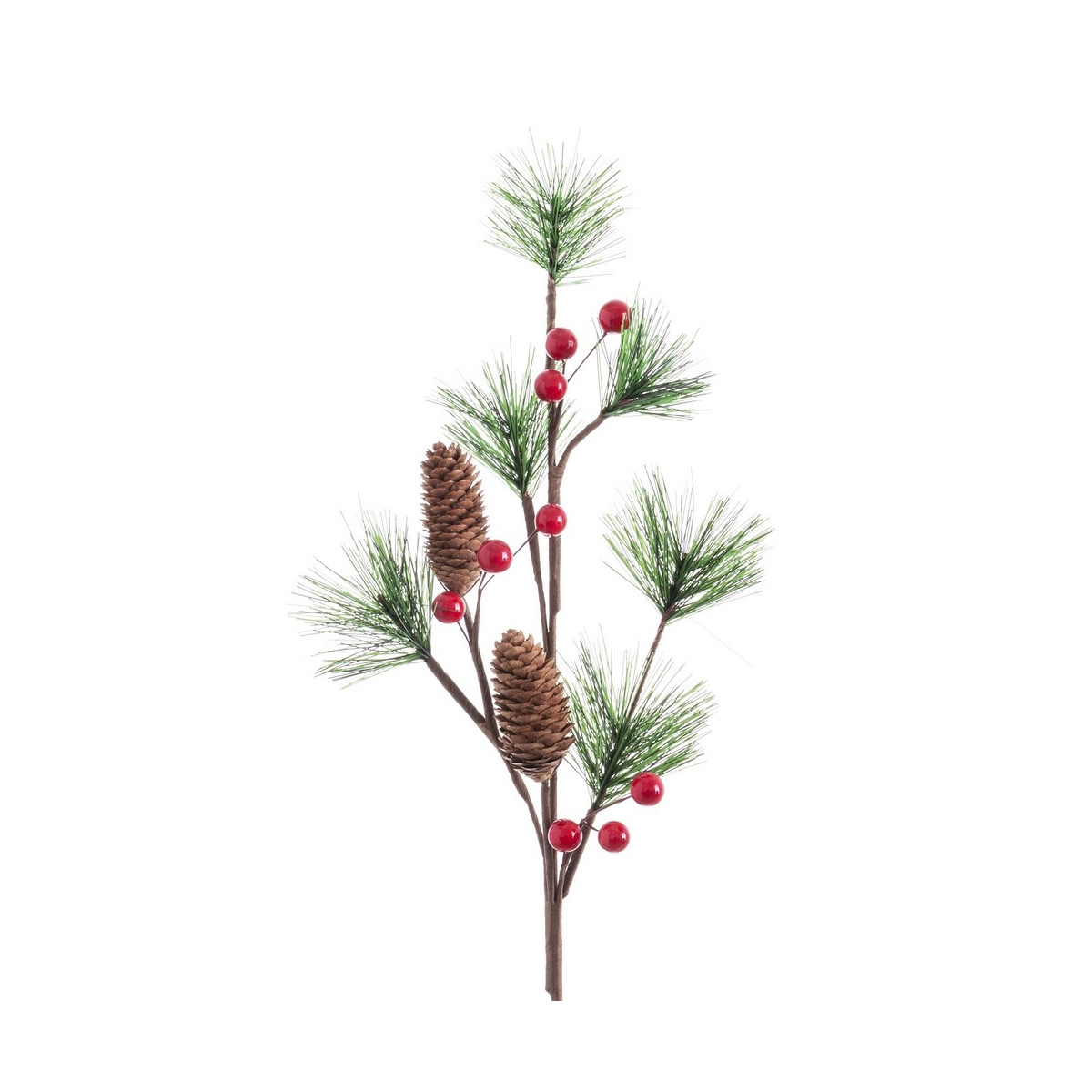 Branche de houx avec pomme de pin 56 cm