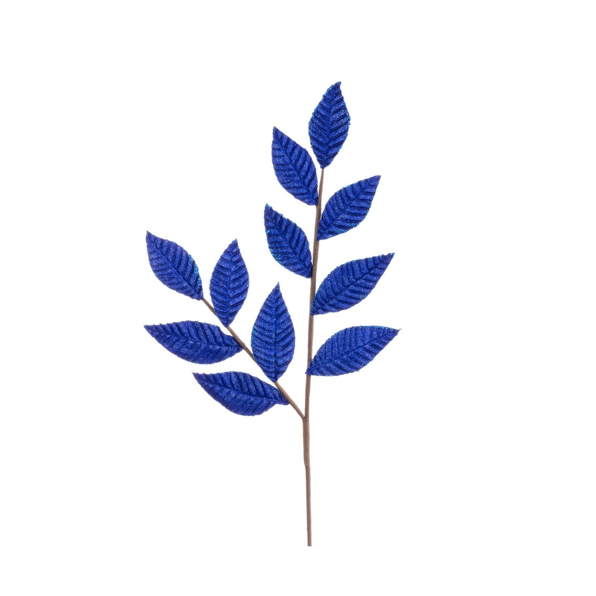Branche 11 feuilles tissu bleu canard 64 cm