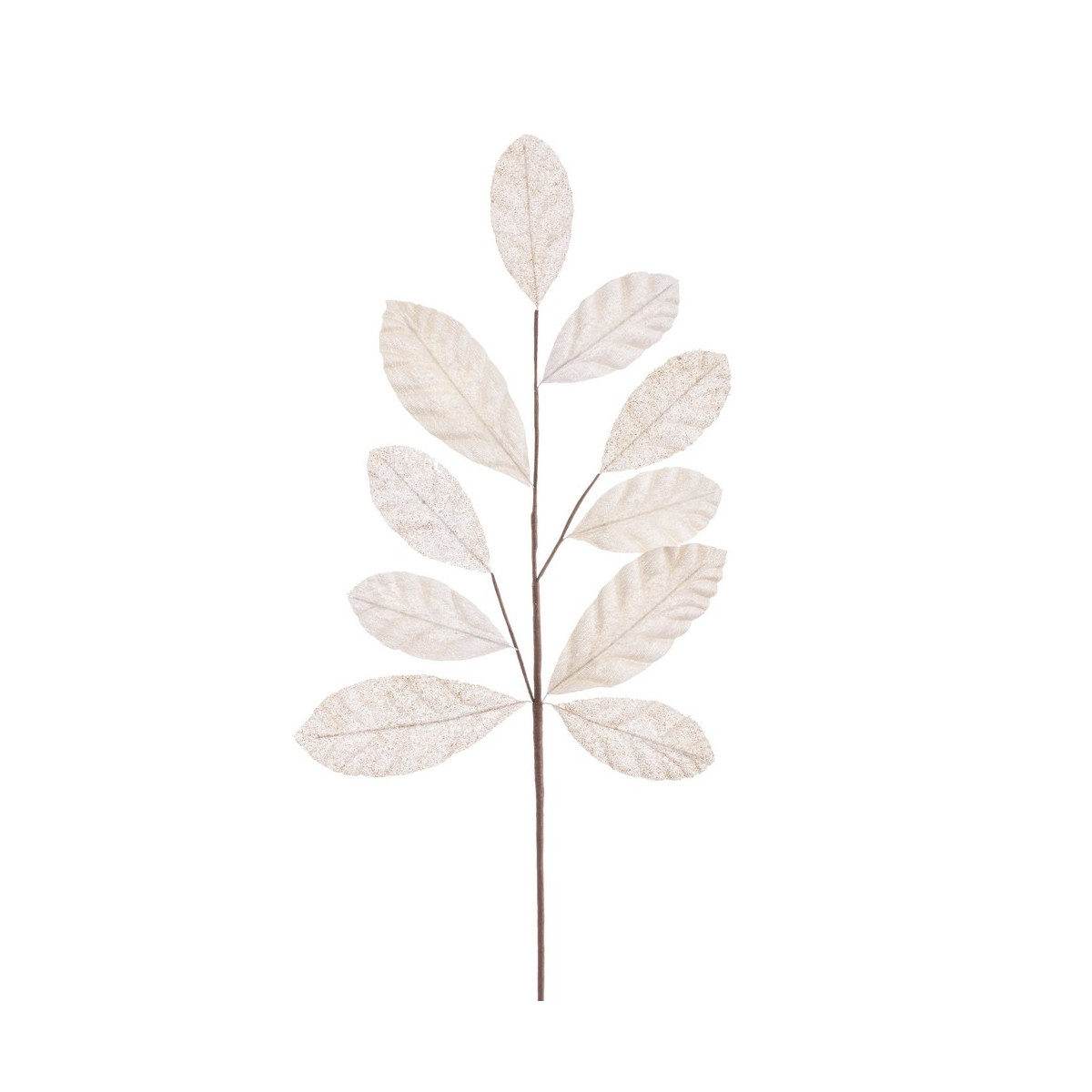 Branche 10 feuilles tissu ivoire 65 cm