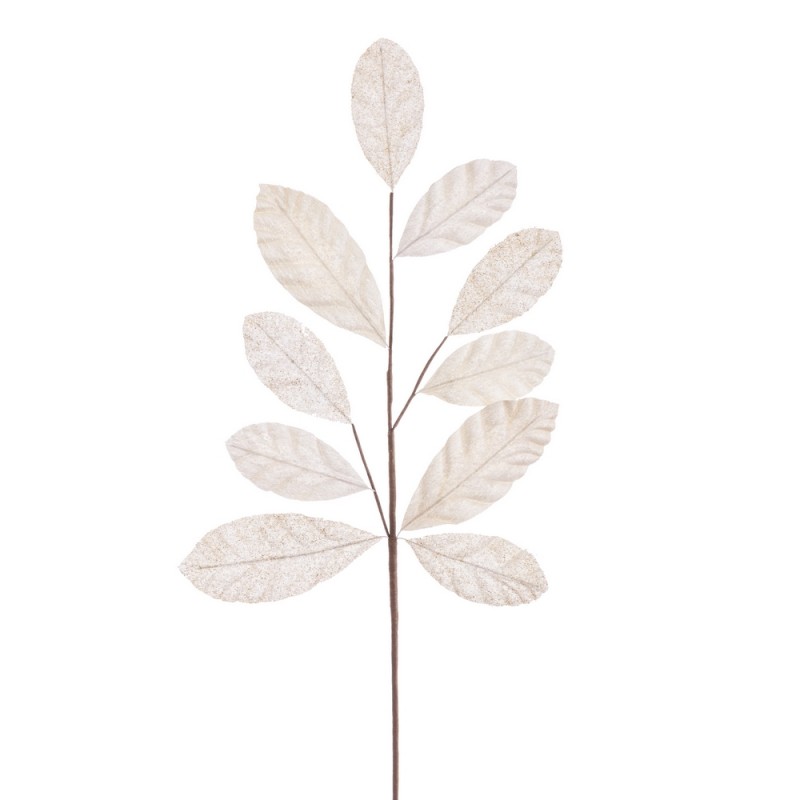 Branche 10 feuilles tissu ivoire 65 cm