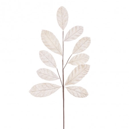 Branche 10 feuilles tissu ivoire 65 cm