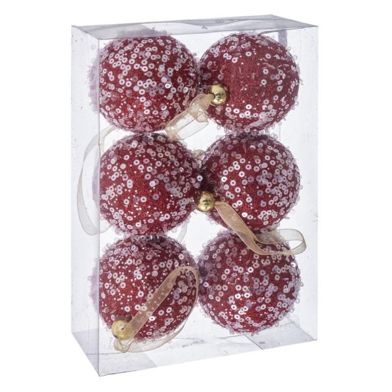 S 6 embouts boules mousse rouge 6 x 6 x 6 cm