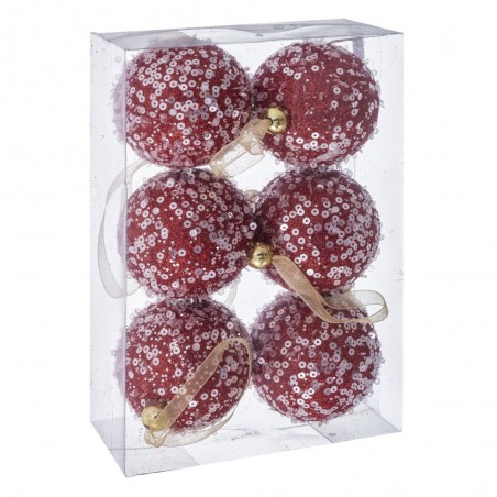 S 6 embouts boules mousse rouge 6 x 6 x 6 cm