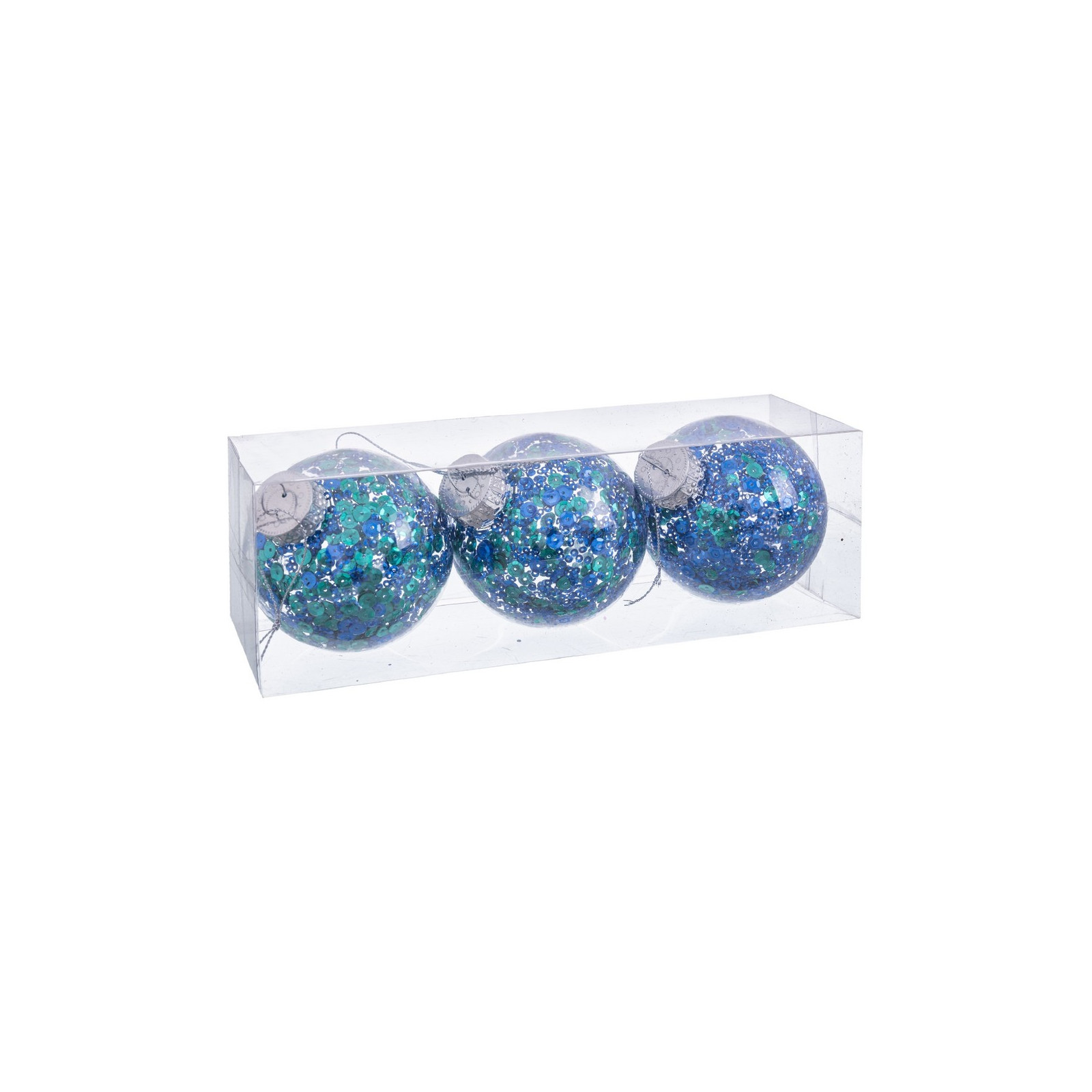 S 3 boules bleu vert transparentes 8 x 8 x 8 cm