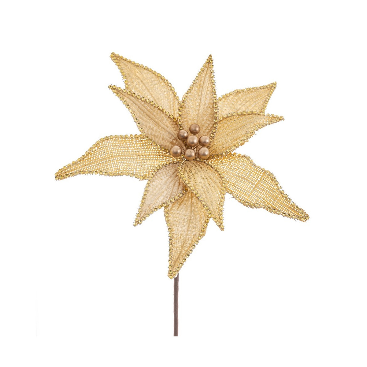 Fleur poinsettia tissu or 30 x 65 cm