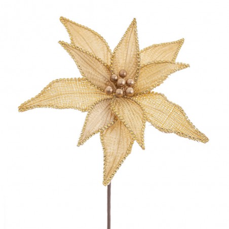 Fleur poinsettia tissu or 30 x 65 cm