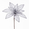 Fleur poinsettia en tissu argent 25 x 65 cm