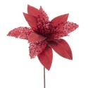 Fleur de poinsettia en tissu rouge 25 x 65 cm