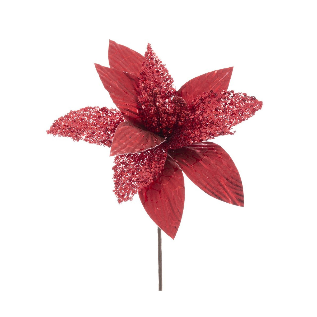 Fleur de poinsettia en tissu rouge 25 x 65 cm