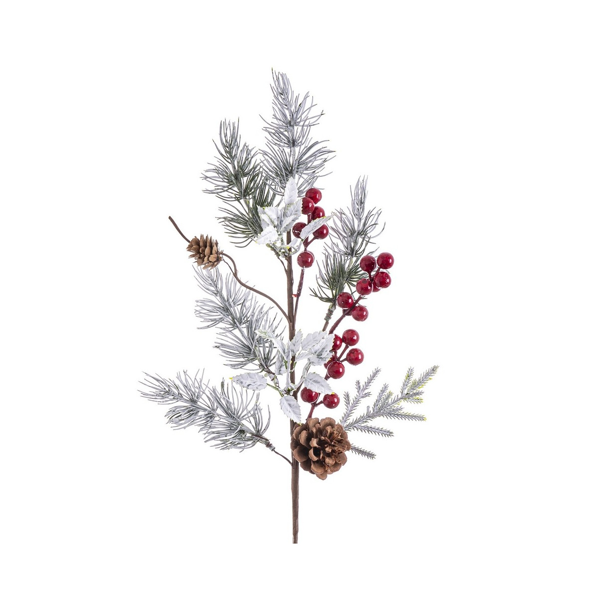 Branche de houx neige rouge 60 cm