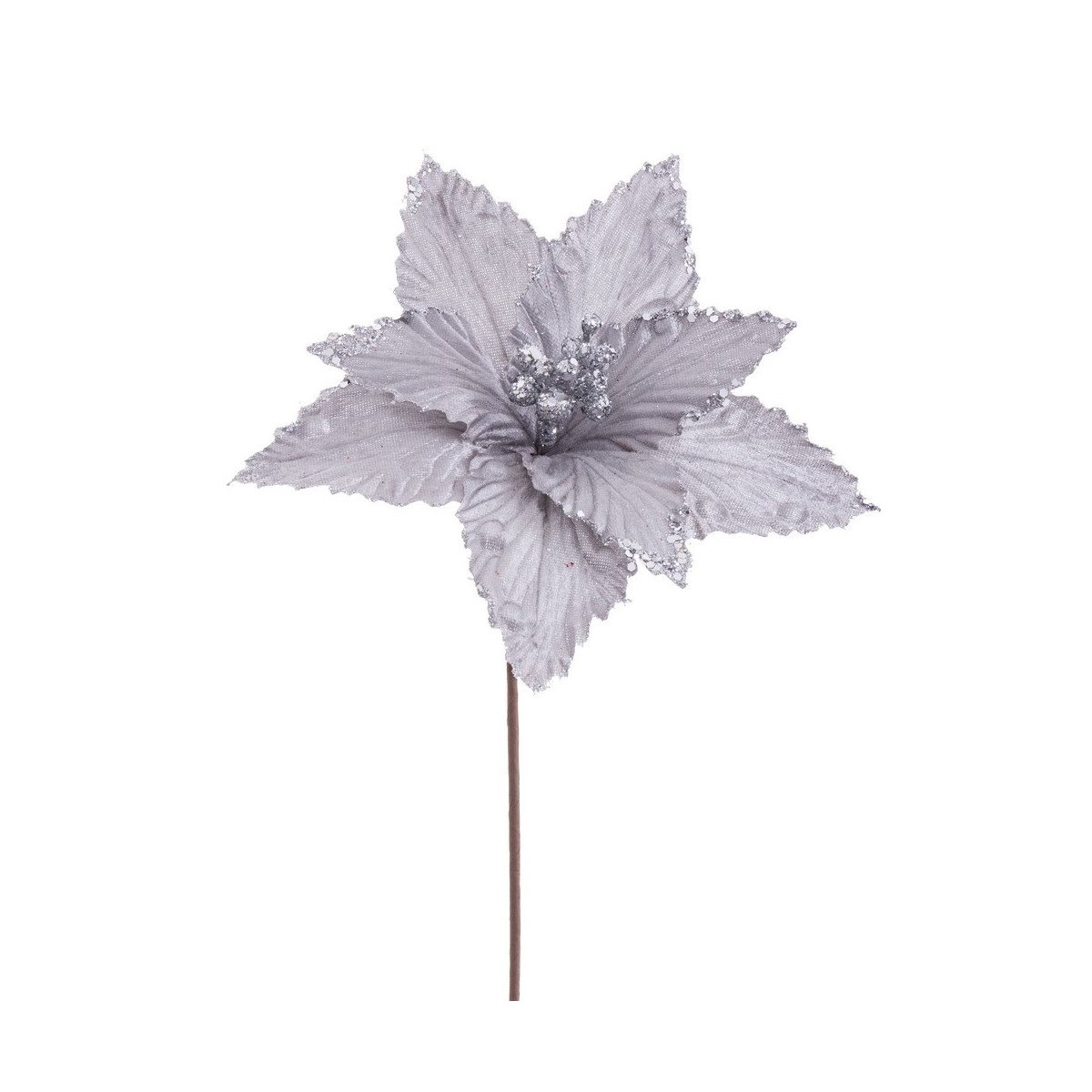 Poinsettia tissu argent 20 x 40 cm
