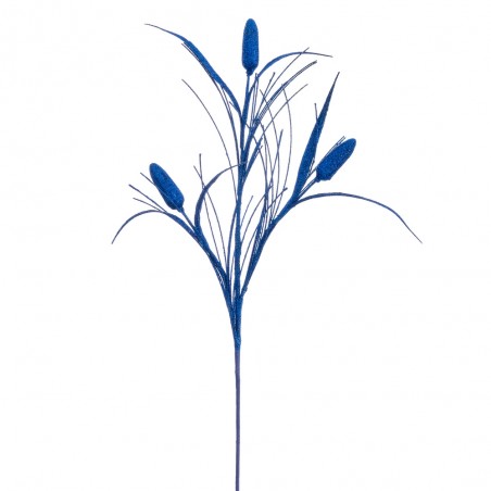 Branche pailletée en plastique bleu 60 cm