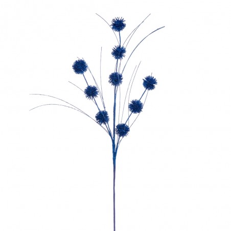 Branche pailletée en plastique bleu 70 cm