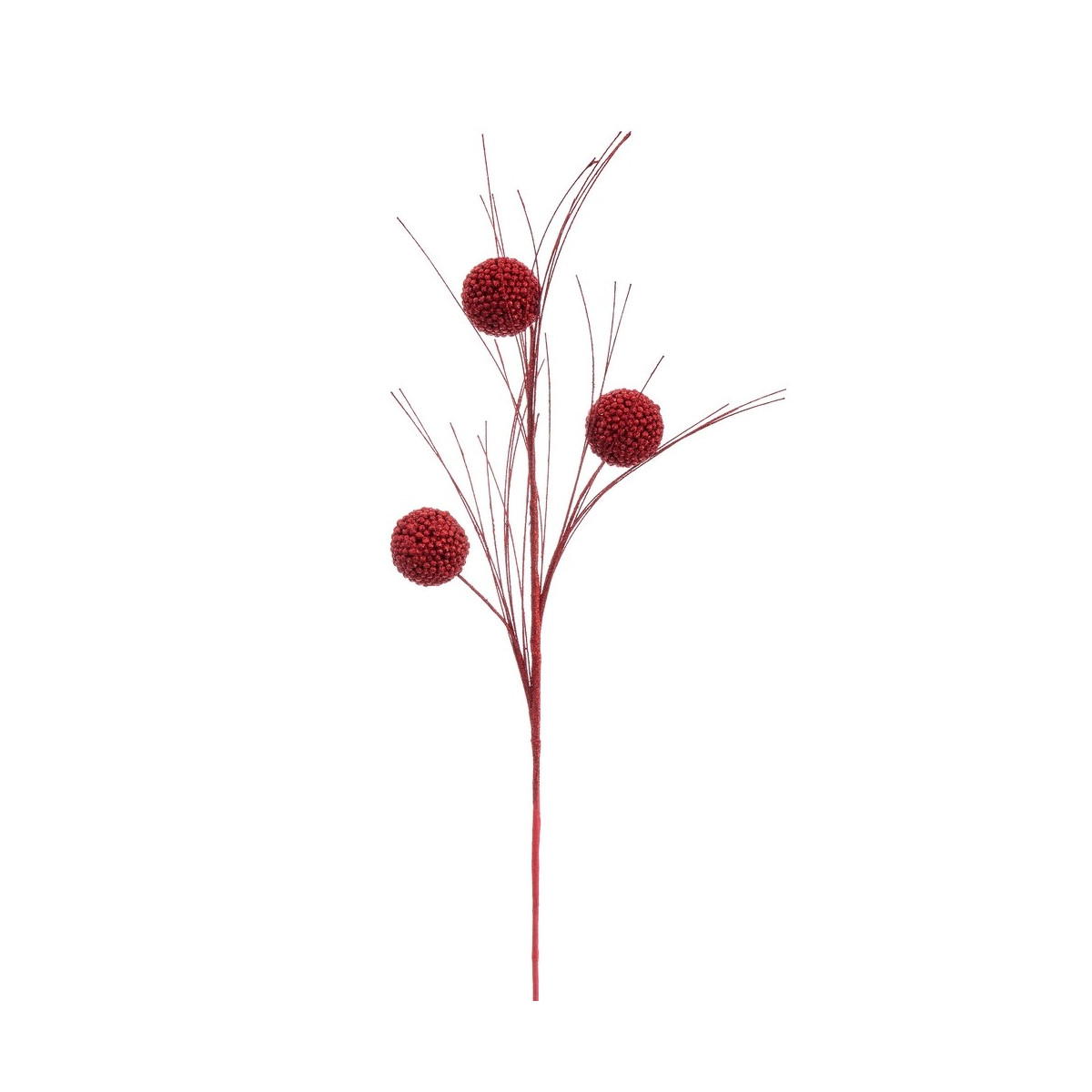 Branche pailletée en plastique rouge 80 cm