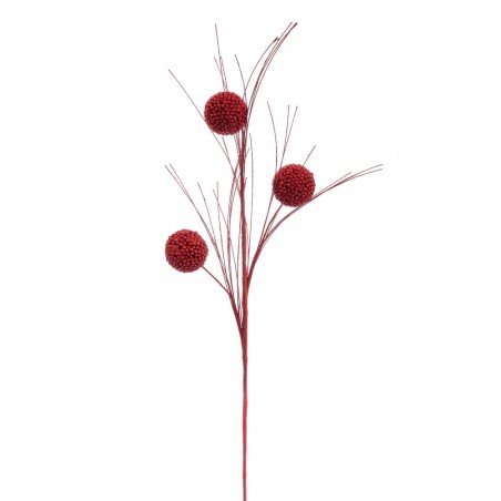 Branche pailletée en plastique rouge 80 cm