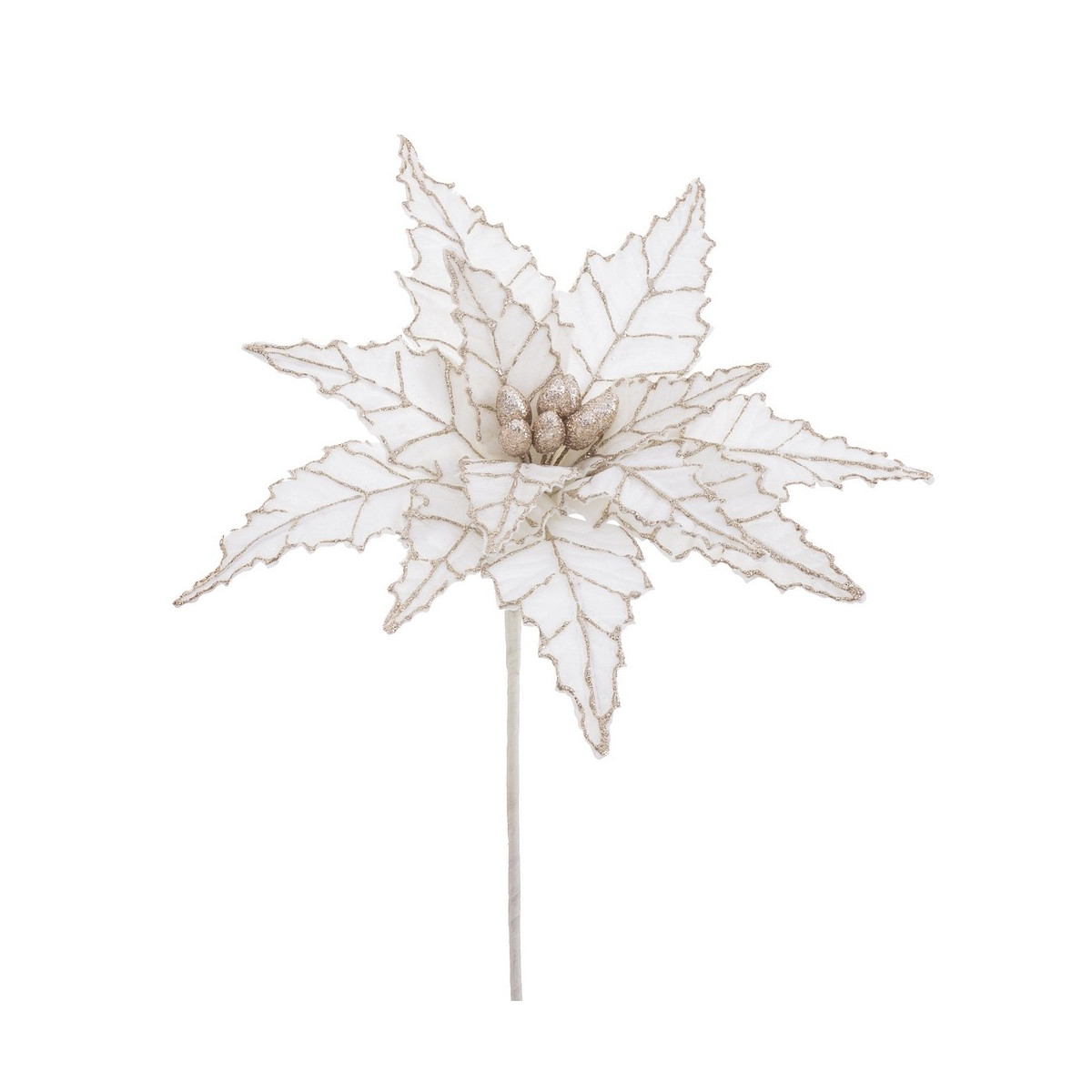 Tissu fleur poinsettia crème 35 x 58 cm